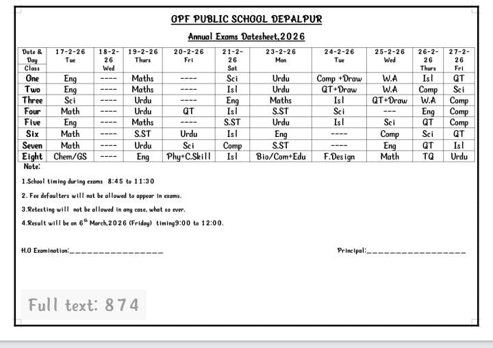 Annual Examination 2026